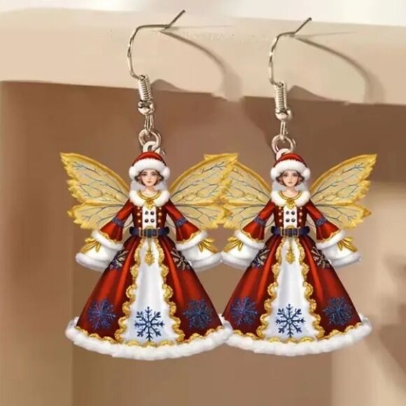 Hand crafted holiday dangle earrings - Picture 1 of 6